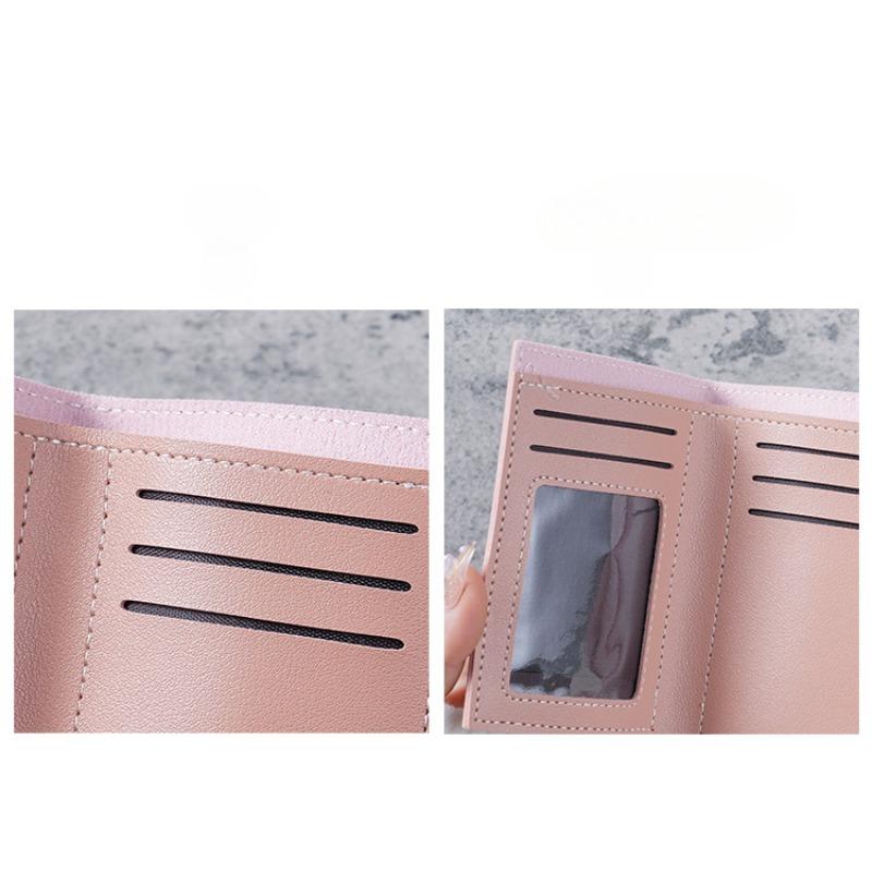 Simple  Short Women's Wallet Student Ticket Clip Multi Functional Card Bag