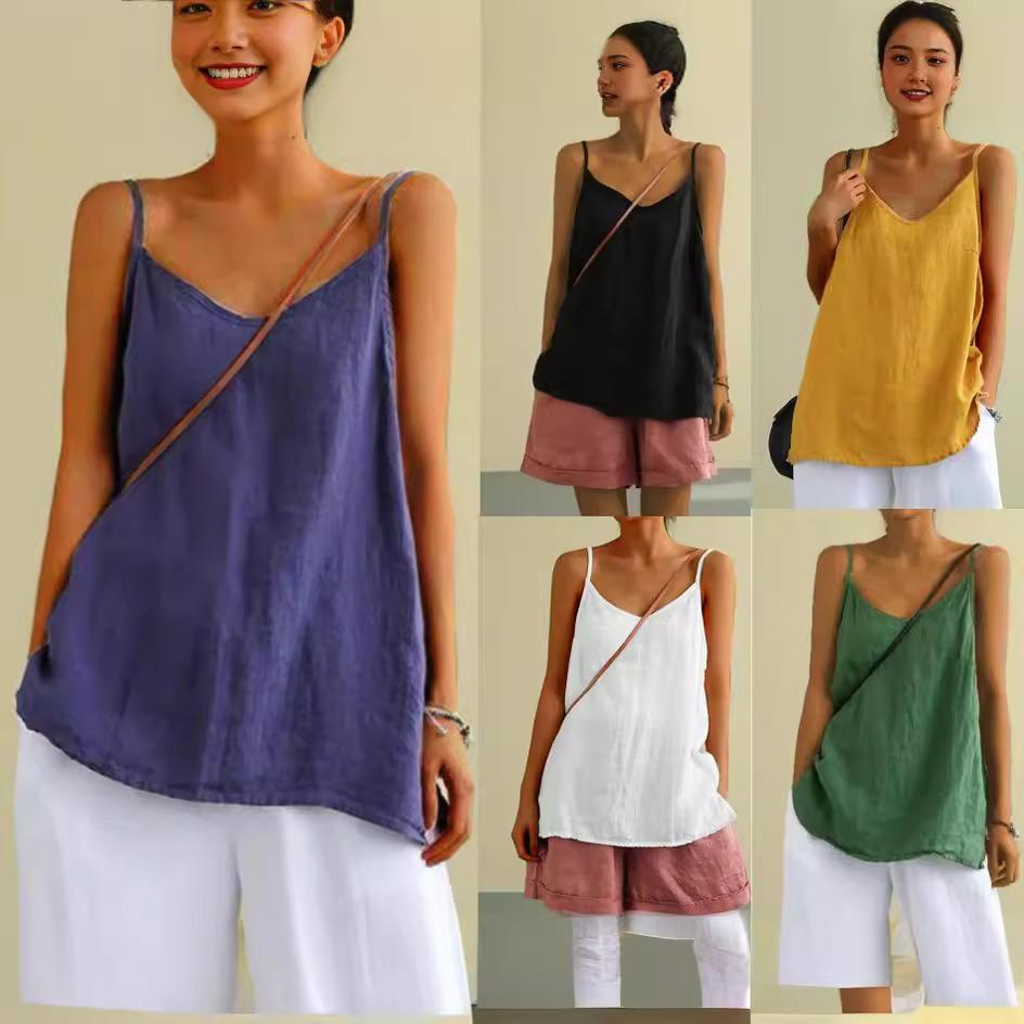 Cotton and Linen Camisole Women's Summer Loose Cotton and Linen Inner Sleeveless All-match Bottoming Top