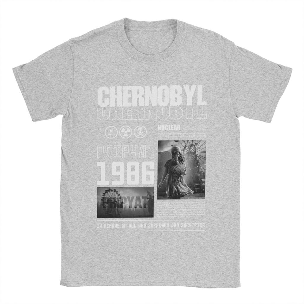 T-Shirt Tschernobyl Herren Baumwolle Lustiges T-Shirt O-Ausschnitt T-Shirts Kurzarm Kleidung Übergröße