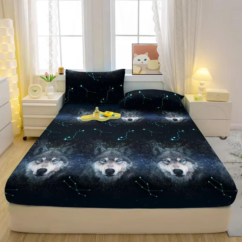 

1 Simple Modern Animal Printed Matte Fitted Sheet Soft Comfortable Bedding Set for Bedroom (Includes Two Pillowcases) 120x200x30cm