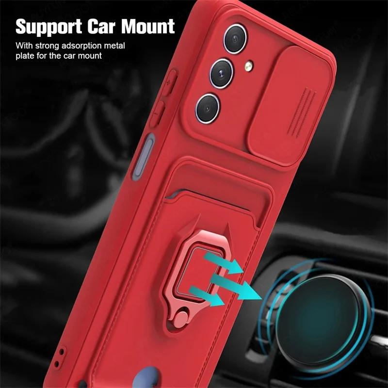 Ring Holder Card Slot Case For Samsung Galaxy A55 A54 A34 A24 A14 A35 A25 A15 A73 A53 A33 A23 A13 A72 A52 A32 A22 A71 A51 Cover