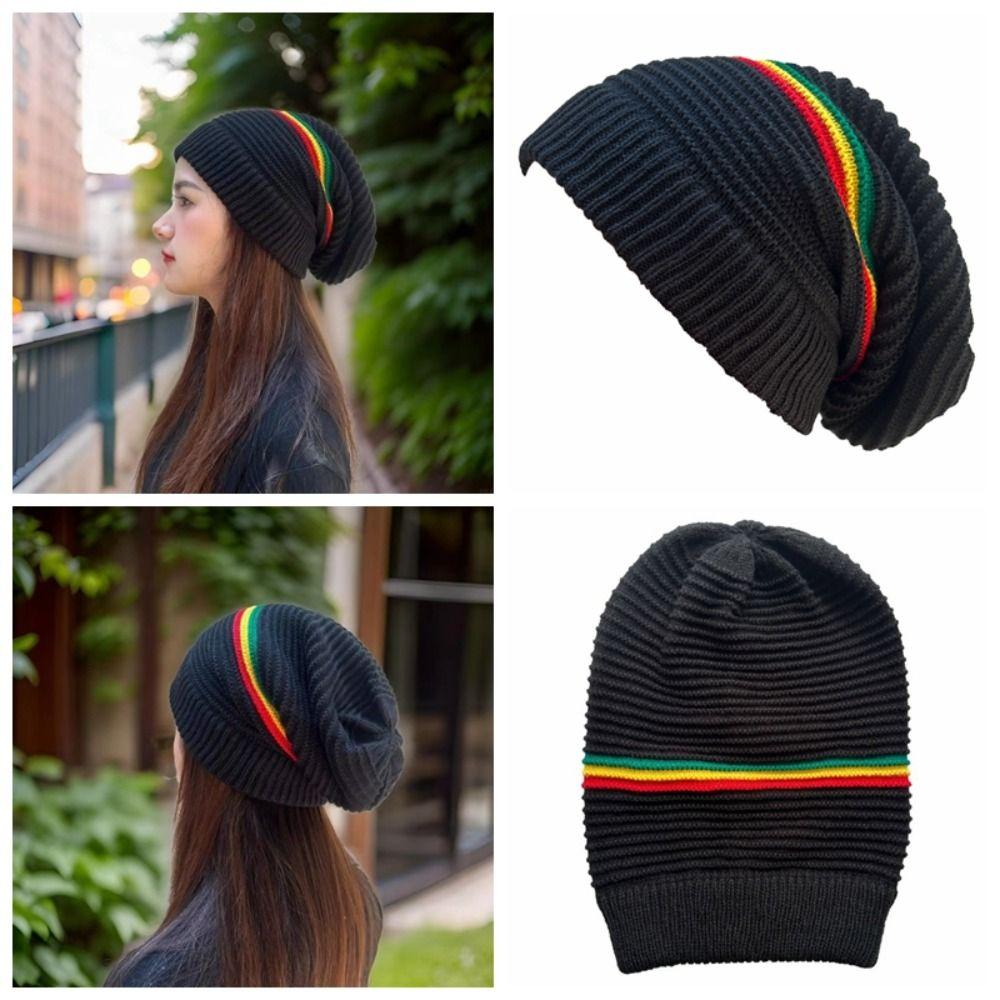 Striped Color Jamaica Knitted Hat Hip Hop Hat Skull Caps Weaving Reggae Hat Winter Autumn