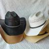Chapeau de cowboy western en paille pour femme à larges bords chapeau de cowboy rigide en paille uni d'extérieur été protection solaire chapeau jazz sombrero vaquero homme