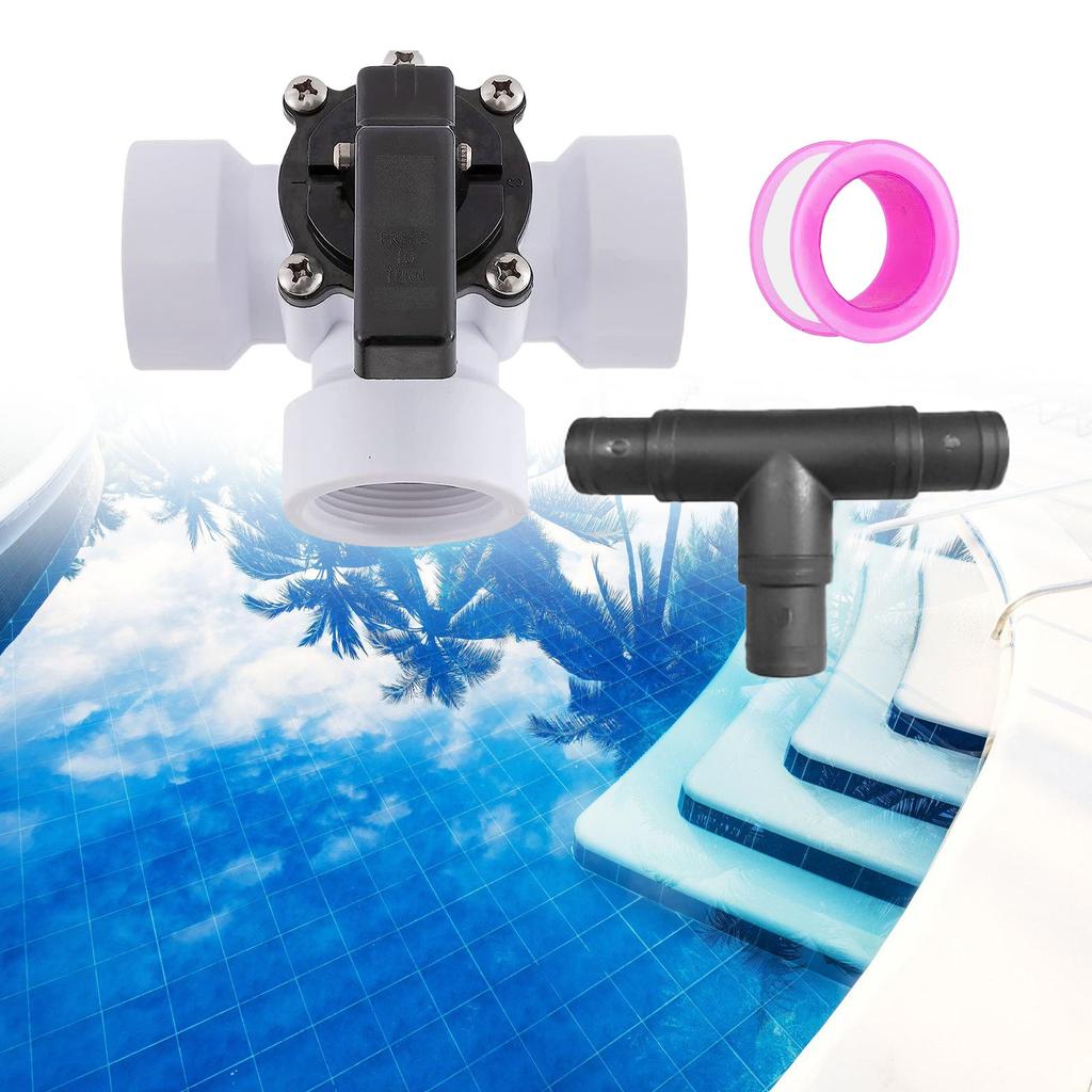 12pc Sand Filter Accessories With 3 Way Pool Bypass Valves ABS Adapters And 6 Metal Clamps Suitable For Pool Maintenance