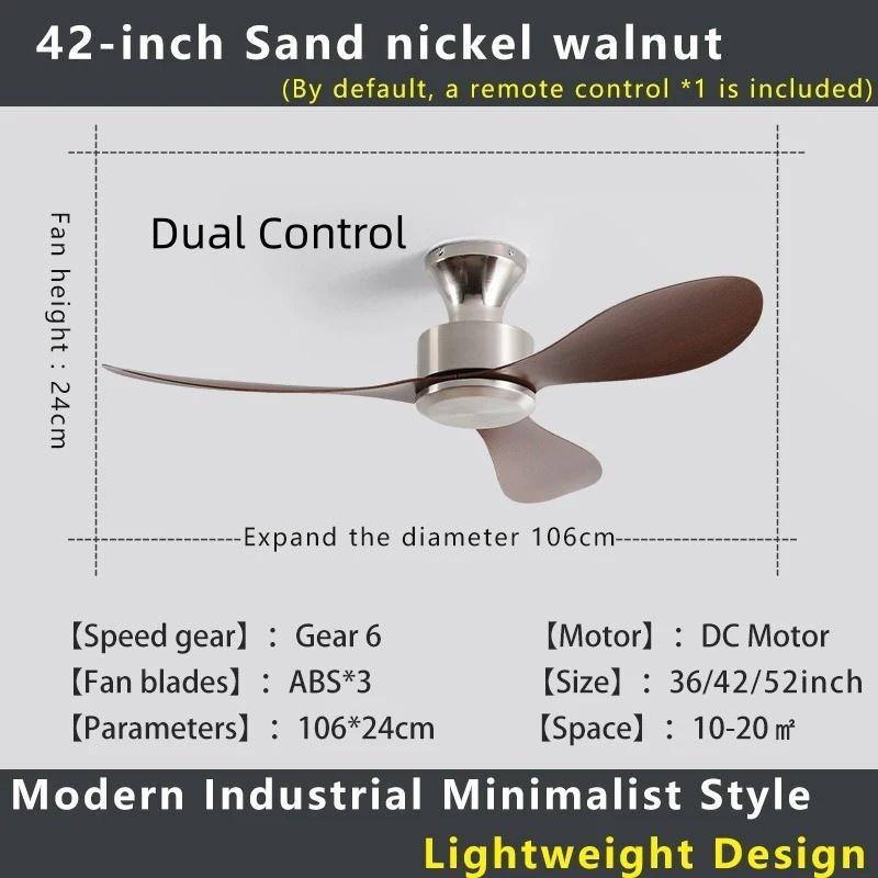 36-52" No-Light Design Multi-Space Use Electric Fan Low-Profile Flush Mount Ceiling Fan Remote Control Industrial Vintage Fan