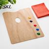 Oil Painting Palette Wooden Paint Palette, Square Oval Shaped Artist Tray with Natural Wood Art Thumb Hole for Acrylic Watercolor Paint, DIY