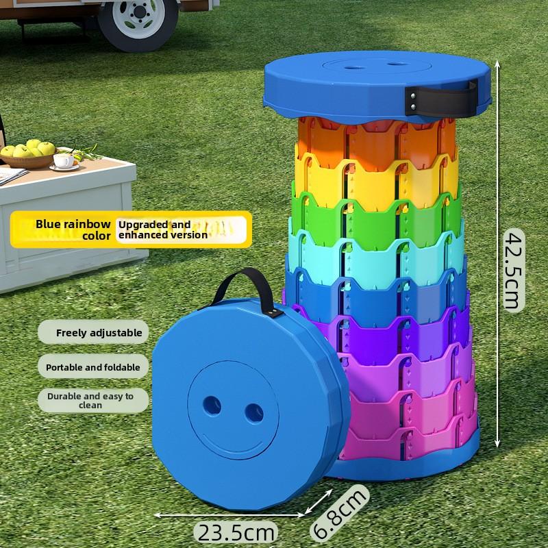 Telescopic Folding Stool Portable Adjustable Height Plastic Camping Stool for Travel Fishing Queueing Picnic Outdoor