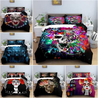 3D Duvet Cover Set Skull Bedding Quilt Pillowcase Single Double Queen King Sizes