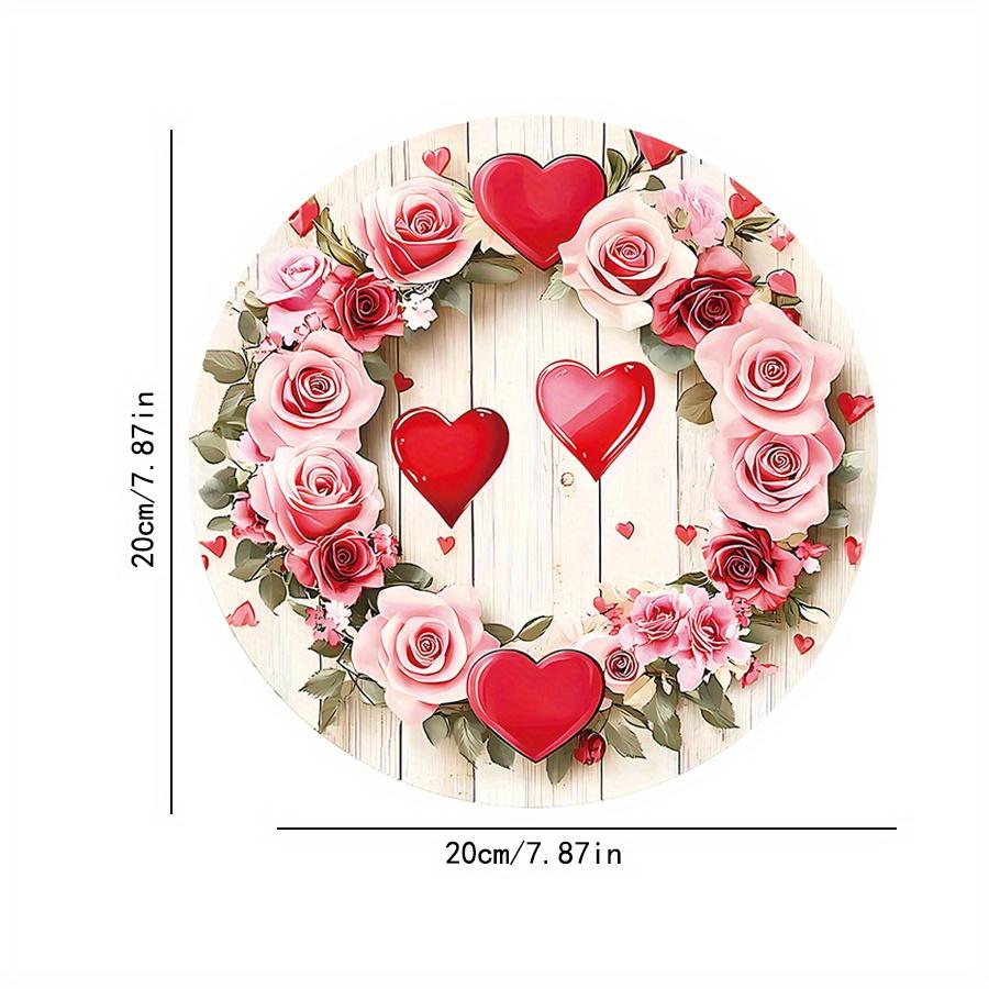 2D Flat 20cm Happy Valentine's Day love rose Wooden Wall Hanging Decor - car balloon Universal Holiday Wooden Pendant, Home Decoration, Welcome Sign