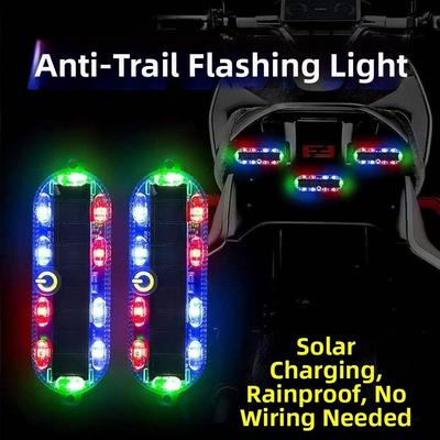 Waterproof Solar LED Warning Light Solar Powered Motorcycle Tail Light Bicycle Safety Light