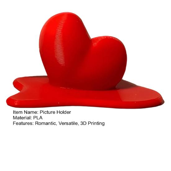 Melting Heart Photo Stand, 3D Printed Mini Desktop Picture Holder, Compact Card Display for Valentine's Day Anniversary Gift, Romantic Office Decor