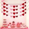 4Pcs Valentines Felt Heart Garland Banner- NO DIY- Valentines Decorations- Valentine Party Decorations Supplies- Valentines Burgundy Pink Red White