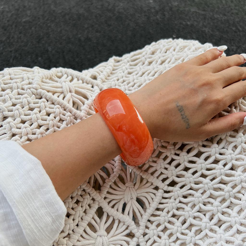 Ingemark 3 Styles Creative Chunky Resin Acrylic Bangles for Women On Hand 2025 New Fashion Wide Spring Arm Bracelet Jewelry Gift