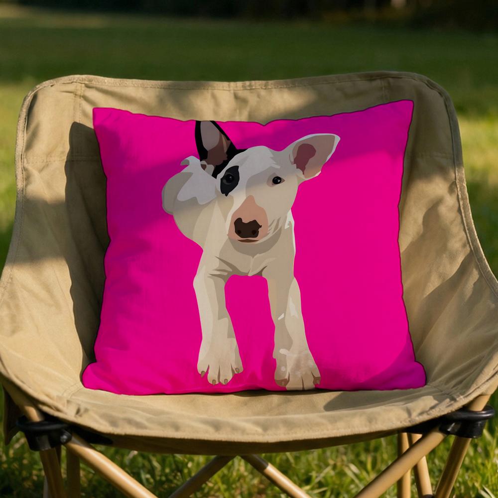 Cartoon Bull Terrier Series Cushion Cover Soft Reversible  Durable Pillow Cover  MultiScene Use for Home  Car Daily Comfort