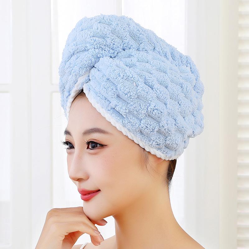 

Премиальное полотенце для волос Шапочка для сушки Коралловая облачная шерсть Супервпитывающее Быстросохнущее Аксессуары для домашнего спа A синий