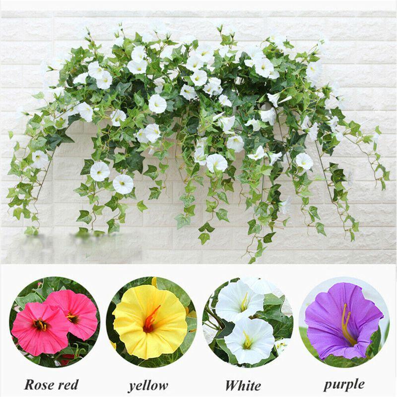Vibrant Artificial Fake Silk Morning Glory Flower Vine For Stunning Home Wall Decor
