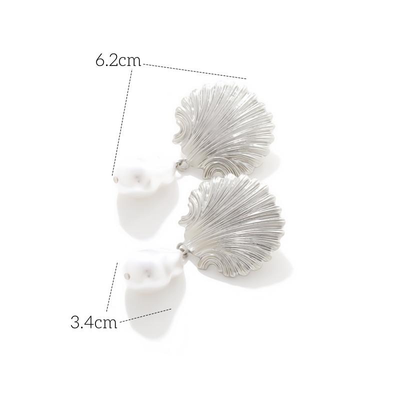 New Trendy Exaggerated Vacation Style Shell Baroque Pearl Pendant Earrings for Women Fashion Exquisite Beach Party Earrings