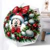 Mickey Mouse Christmas Wreath Automatic Opening and Closing Umbrella - 8 Ribs Portable Folding Umbrella with Plastic Handle, Suitable for Le