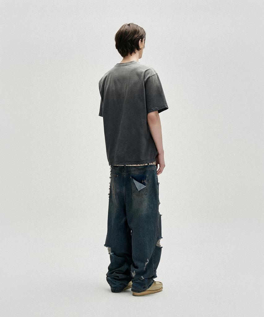 NOT4NERD 4 Effigy Bleach Washed T-Shirts - Charcoal