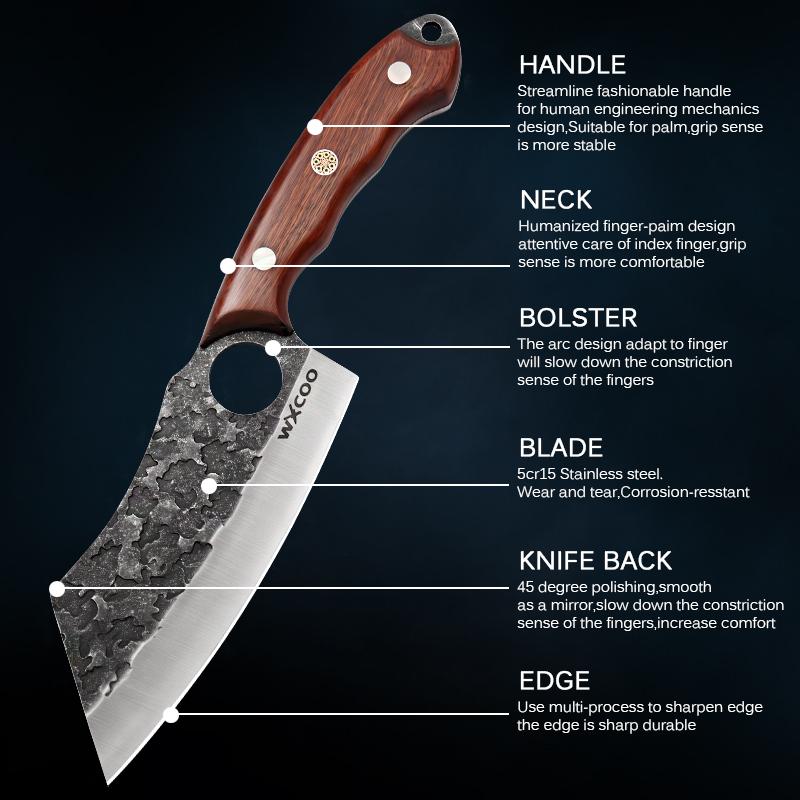 Kitchen Cleaver Forged Butcher Knife Peeling Boning Knife Slicing Sharp Chef Meat Fish Cutting Cooking Tools with Cover