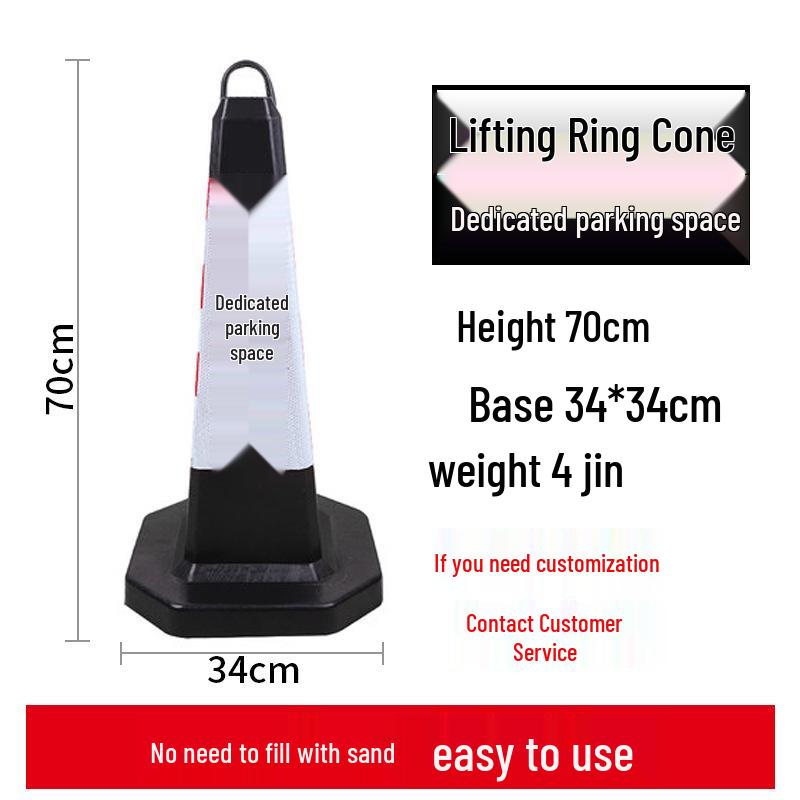 70cm Reflective Rubber and PVC Traffic Cone - No Parking Ice Cream Cone Design