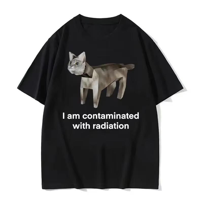 I Eat Cement Cursed Cat Funny Meme T Shirt Women's Fashion Humor Short Sleeve T Shirts Male High Quality T-shirt Tops Women