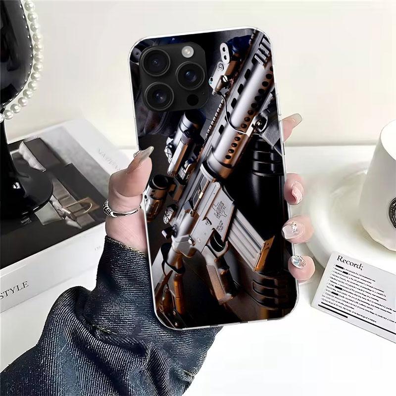 Gun Bullets AK47 Handgun Soft Phone Case For IPhone 11 17 Air 16E 16 Pro Max 15 + 14 Plus 13 Mini 12 Apple 7 SE 8 Fundas Coque 1