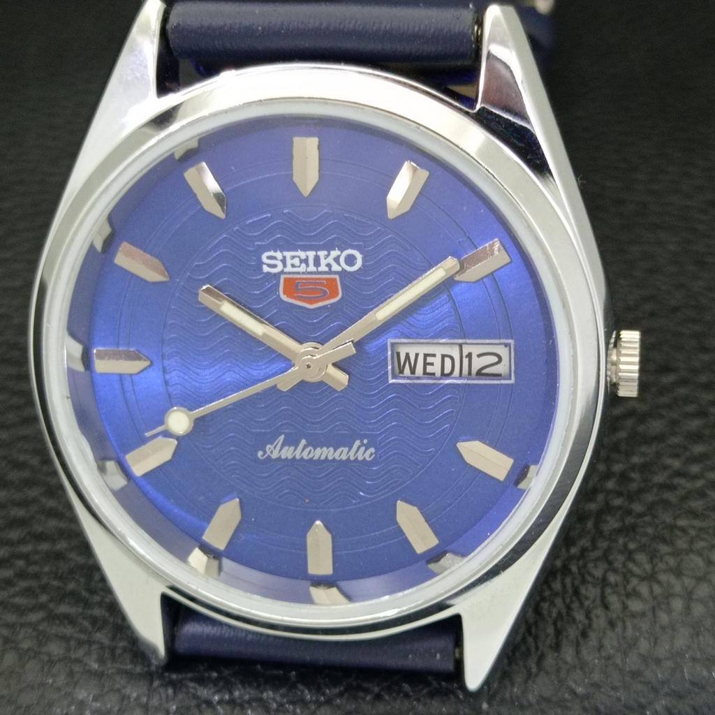 AUTOMATIC 6309A VINTAGE REFURBISHED SEIKO 5 JAPAN MENS BLUE DIAL WATCH a701734-5 R206c-a701734