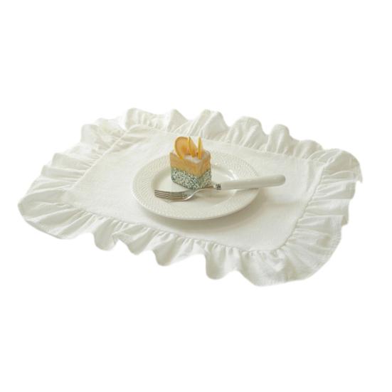 1/2 ks Kuchyňská podložka na stůl čtvercová kulatá praná bavlněná podložky na stůl se skládaným okrajem tepelně odolná jídelní domácí kuchyňská párty podložky