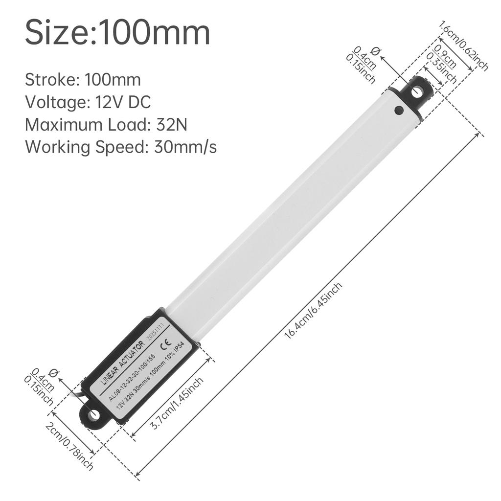 Mini Electric Linear Actuator 12V 10-200mm Stroke Electric Reciprocating Lifting Linear Motion Actuator for Home Automation with Mounting Brackets