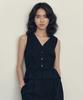 Roeil String V-Neck Sleeveless Blouse - Black