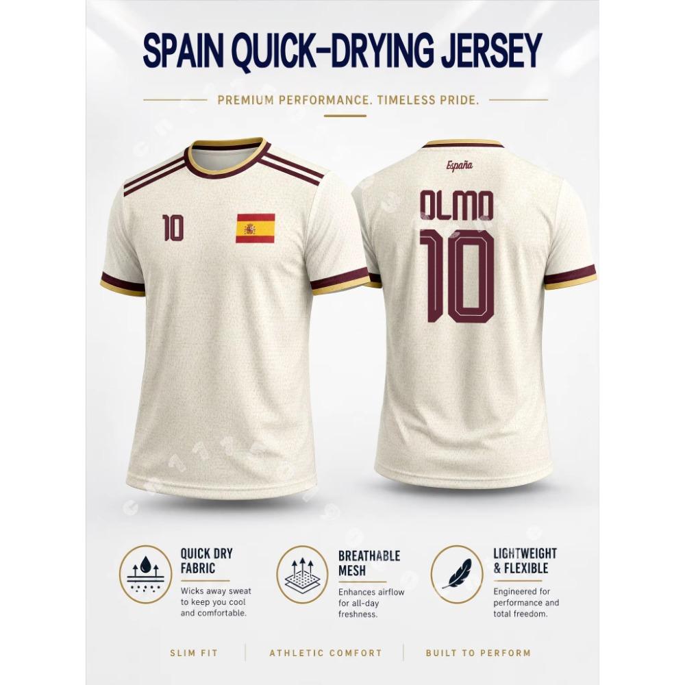 Tricou de Fotbal Stil Spaniol 2026 Vară Bărbați Elasticitate Ridicată Uscare Rapidă Tricou Fotbal Sporturi în Aer Liber Top Fan Tricou Familie Copii