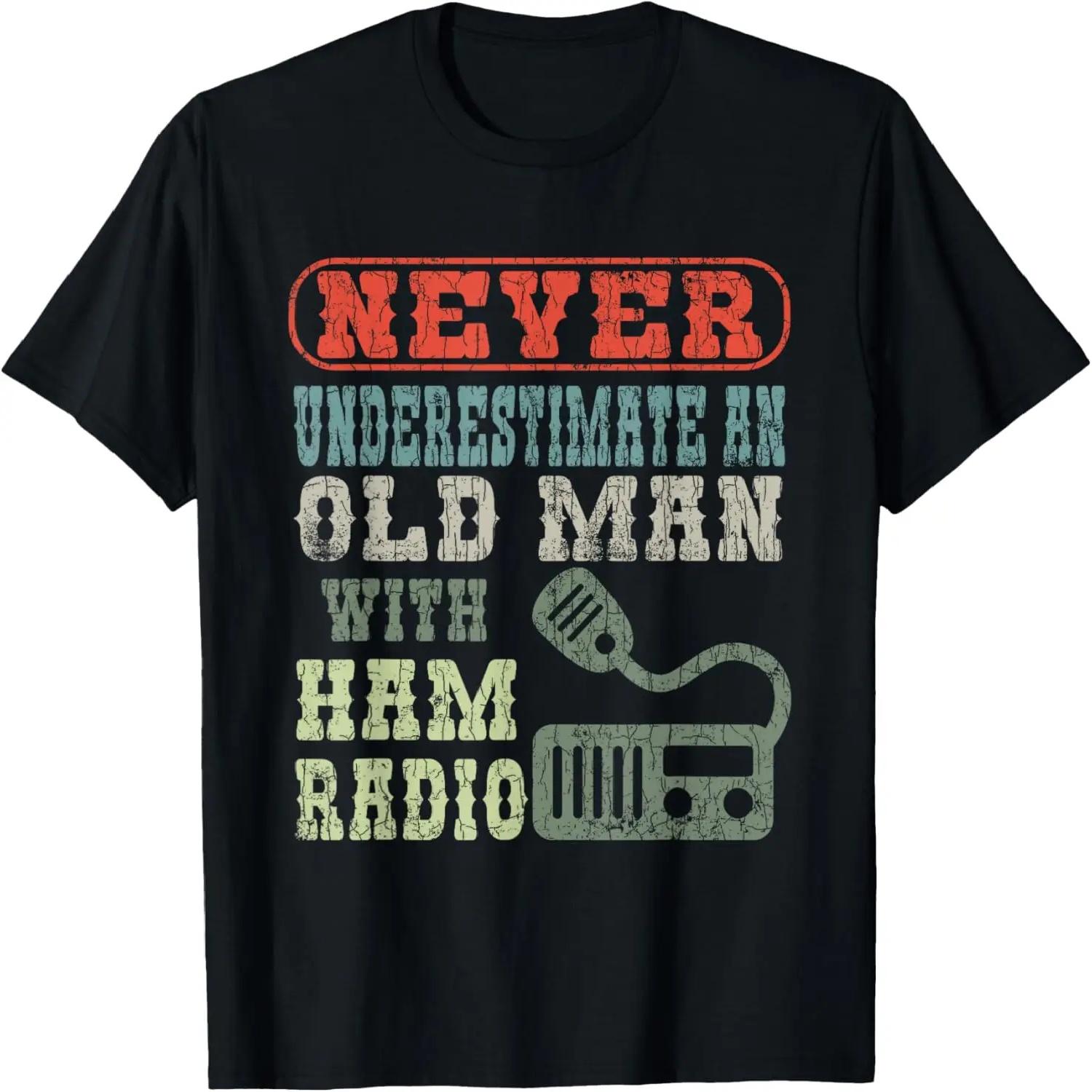 Old Man With A Ham Radio Funny Operator Graphic T-Shirt S чёрный