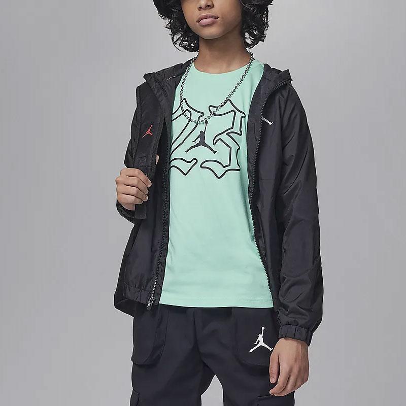 Jordan T-Shirt Letter Number Print Round Neck Short Sleeve Kids tops Emerald-Green HJ1602-377