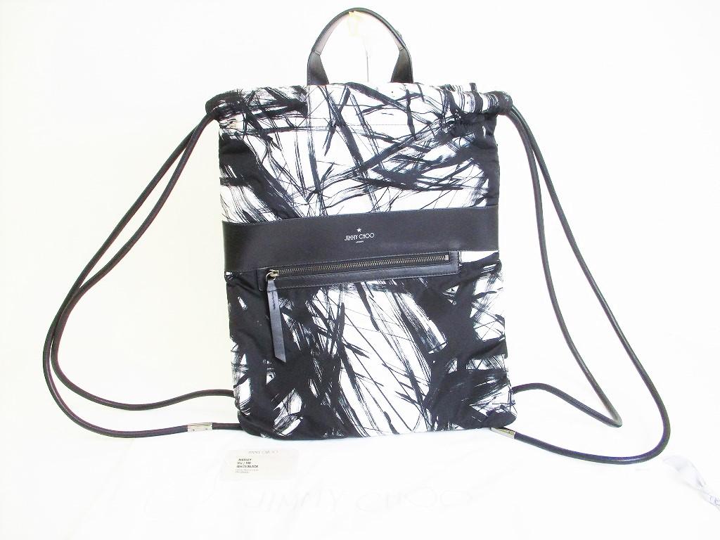 

Автентична біло-чорна нейлонова рюкзак Jimmy Choo Day Pack Purse №7917 Refurbished