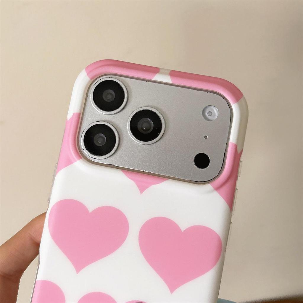 Simple Heart Drop-Proof Full Coverage Phone Case for iPhone 15/16/17 Pro Max