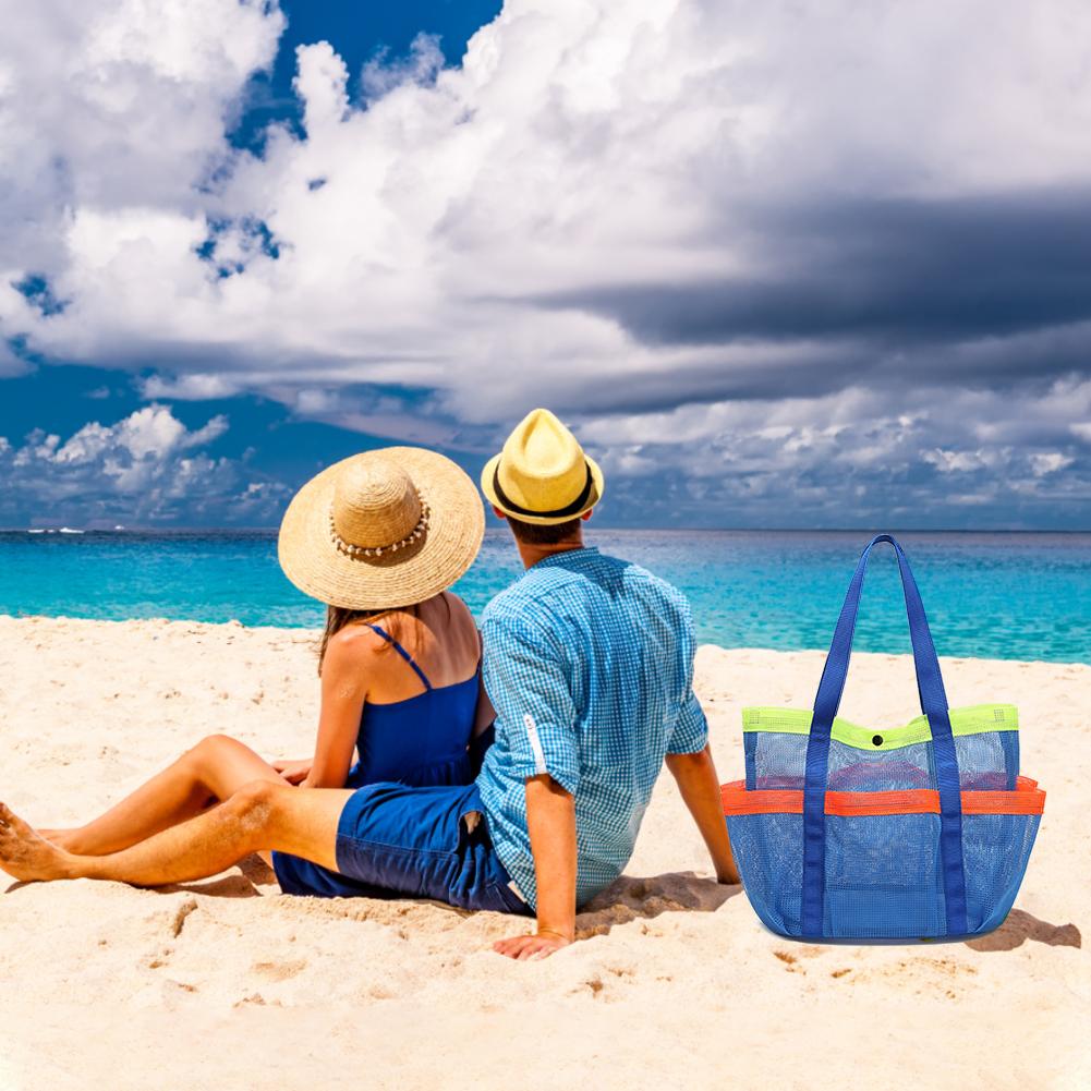Mesh Beach Bag Portable Pool Bag Lightweight Foldable Swimming Pool Bag Waterproof Sandproof for Cruise Swim Vacation Essentials