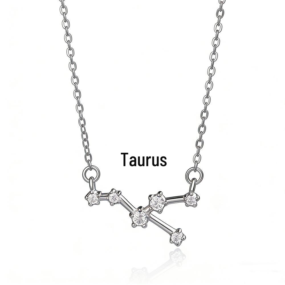 S925 Sterling Silver Zodiac Necklace for Women - High-End, Versatile Clavicle Chain Jewelry
