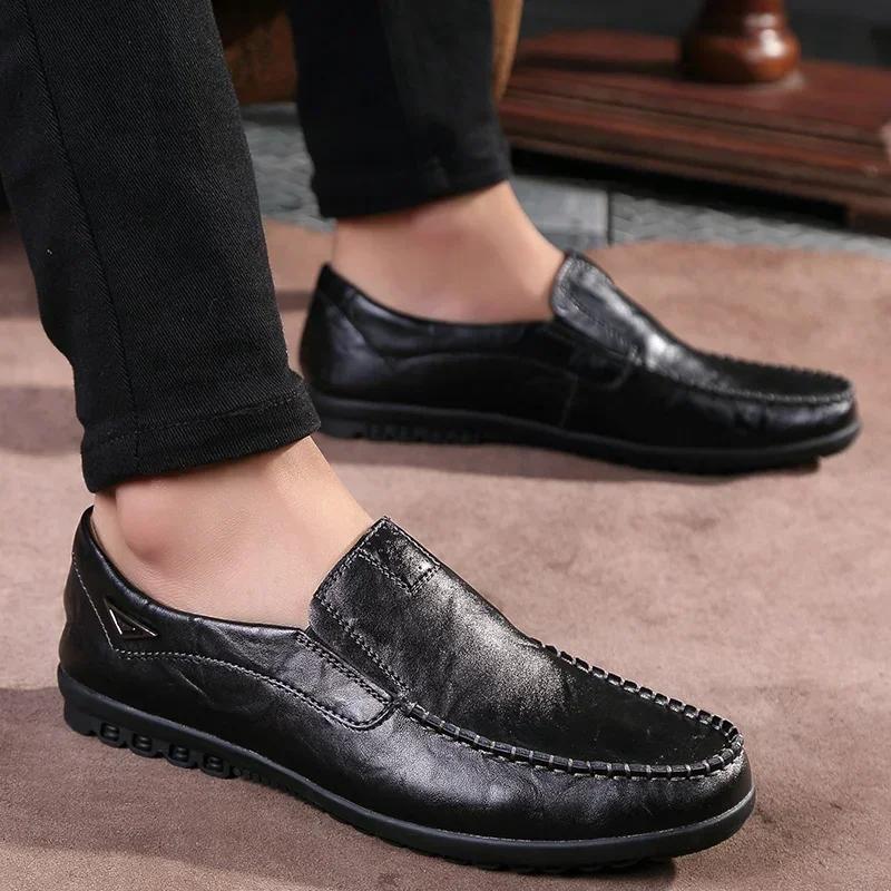 Fashion Luxury Handmade Leather Shoes for Men Men's Casual Shoes Slip on Loafers Lightweight Driving Shoes Men Flats Moccasins Hombres