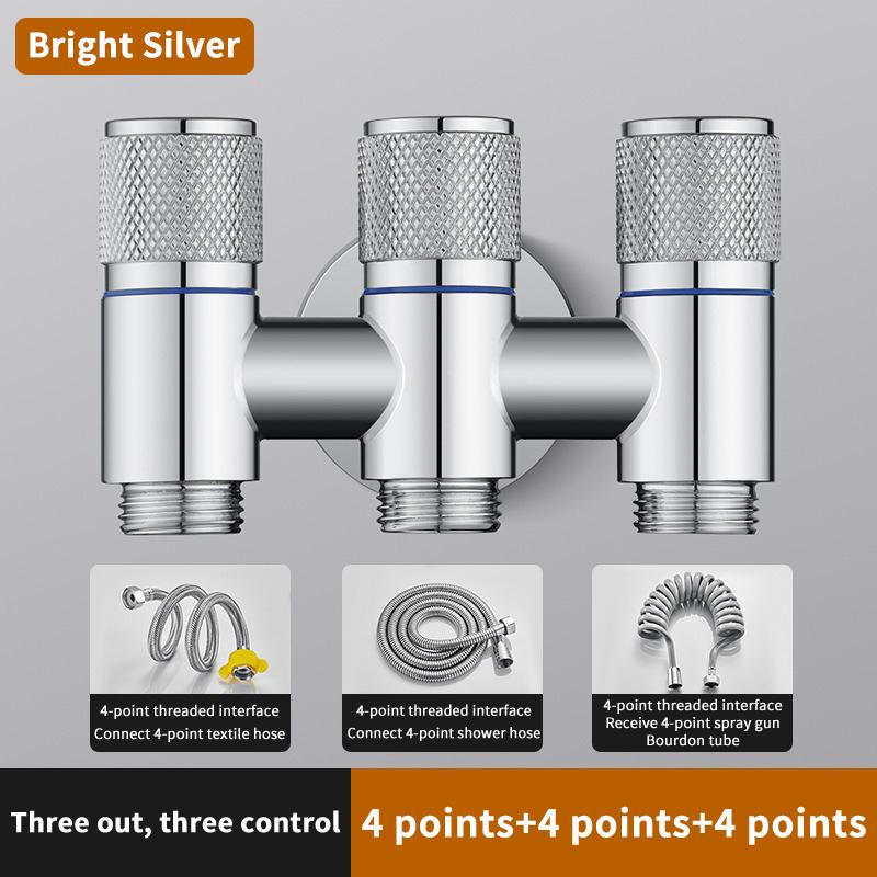 Stainless Steel 3-Way Water Valve Easy Adjust 1 Inlet 3 Outlets With Water-Stop Connector for Balcony Plant Watering