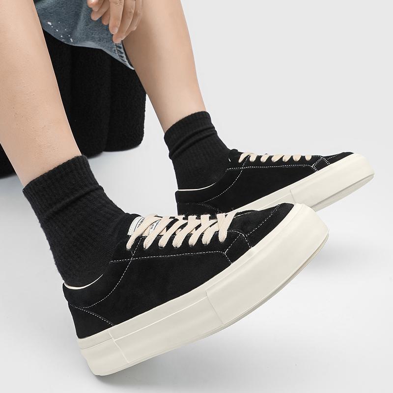 Fashion Brand Genuine Leather Mens Sneakers Trend Casual Leather Outdoor Walking Board Shoes Fashion Lace-Up Non-slip Vulcanized Shoes