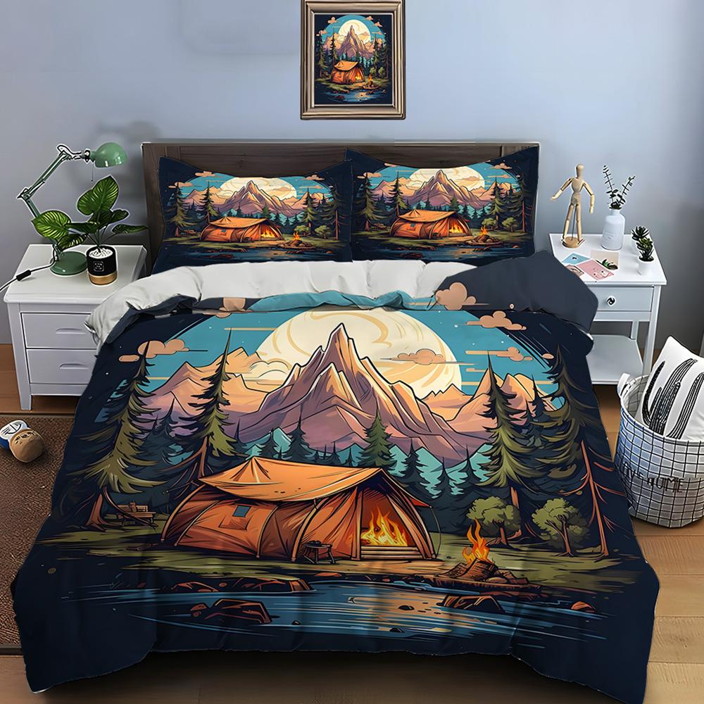 Outdoor camping enthusiasts Print Bedding Set Duvet Cover 1 Duvet Cover 2 Pillowcases Adult and Children Bedding Set Luxury Gift