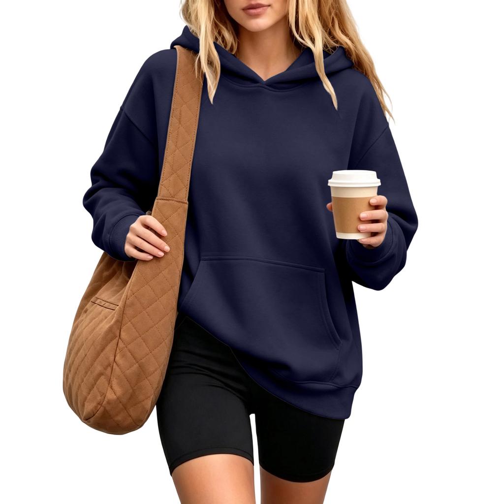 Damen Kapuzenpullover Sweatshirt mit Tasche Langarm Lässig Bequem