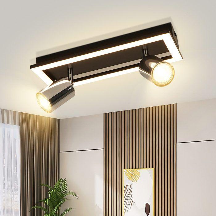 Plafonnier - NETTLIFE - Spot LED plafond 2 flammes - GU10 - 12W - Noir