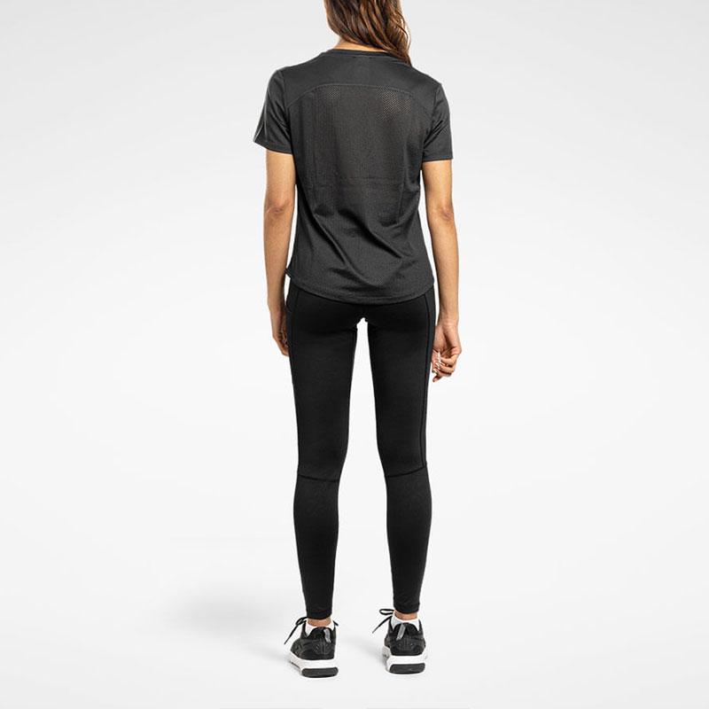 Reebok Solid Color Reflective Round Neck Short Sleeve T-Shirt Women Tops Black 100034918
