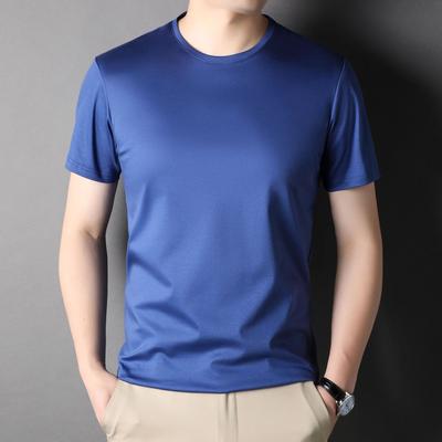 Mulberry Silk Men's Short-sleeved T-shirt Men's Summer New Round Neck Ice Silk Clothes Silk Trendy Men's Short-sleeved Tops