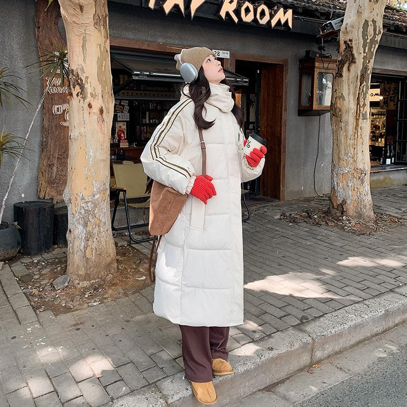 Medium and Long Over-the-knee Korean Version of Cotton-padded Jacket, Hooded Loose and Thickened Cotton-padded Jacket.