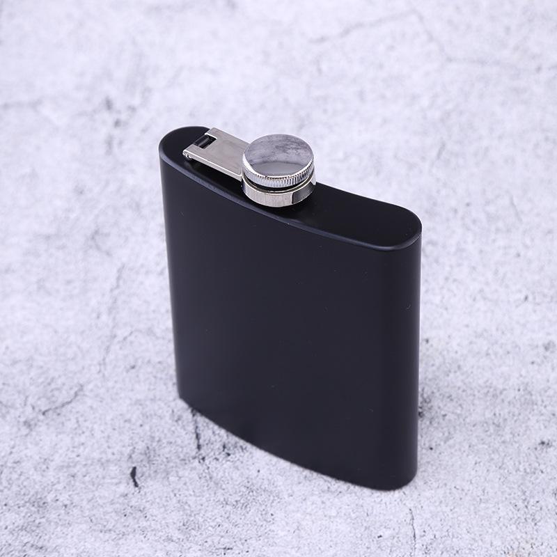 Matte Black Spray Paint 6oz Pocket Stainless Steel Flask Gift Set