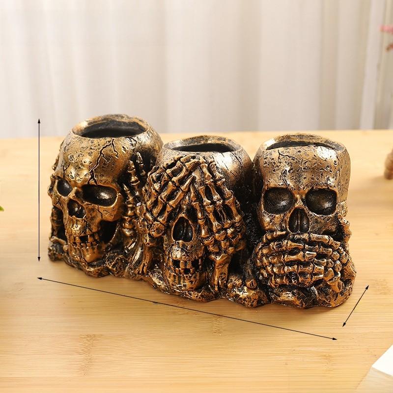 Skeleton Head Planter With Resin Material For Halloween Party And Collection