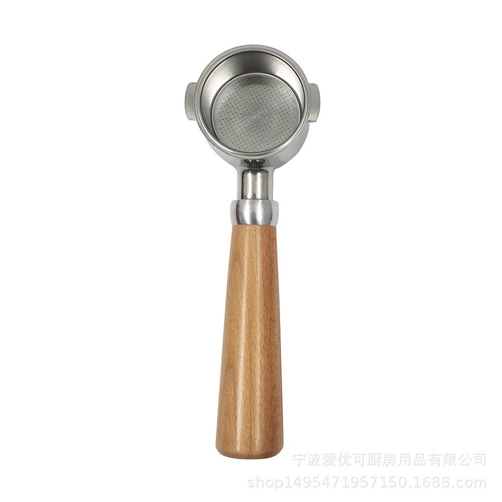 51mm Stainless Steel Bottomless Portafilter, Wooden - Handled, For De'Longhi 311GR-310GR/EC0310 Espresso Brewing Accessory
